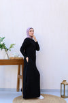 Crepe Abaya With black pins from side