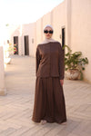 Brown Celestial Pleated Set