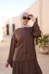 Brown Celestial Pleated Set