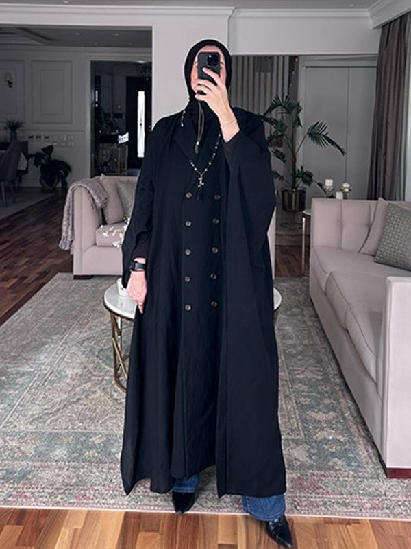 Free size buttoned linen poncho