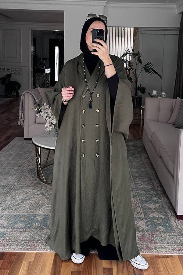 Free size buttoned linen poncho