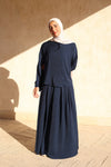 Navy Celestial Pleated Set