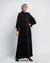 Tulip Pockets with magic zipper Abaya - Black Chiffon Scarf included