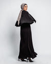 Tulip Pockets with magic zipper Abaya - Black Chiffon Scarf included