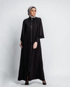 Tulip Pockets with magic zipper Abaya - Black Chiffon Scarf included