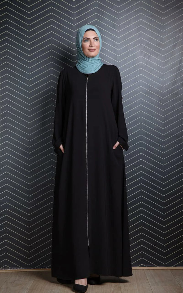 Metal Zipper Abaya
