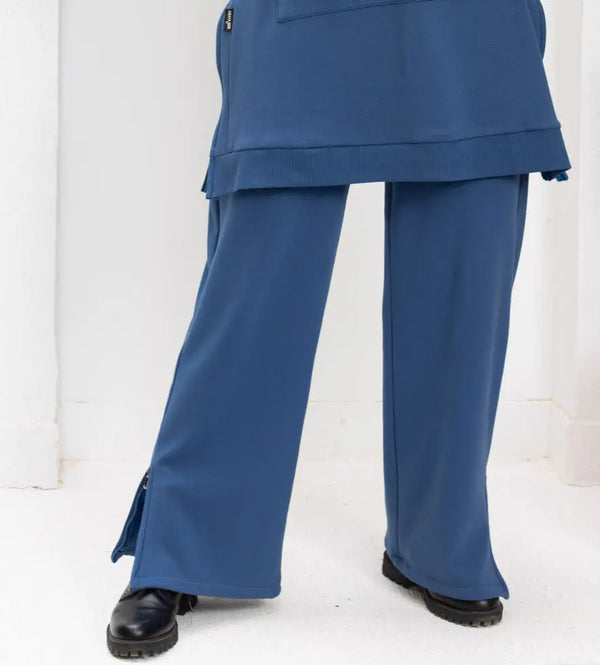 Milton fureinside indigo blue pants with side zippers