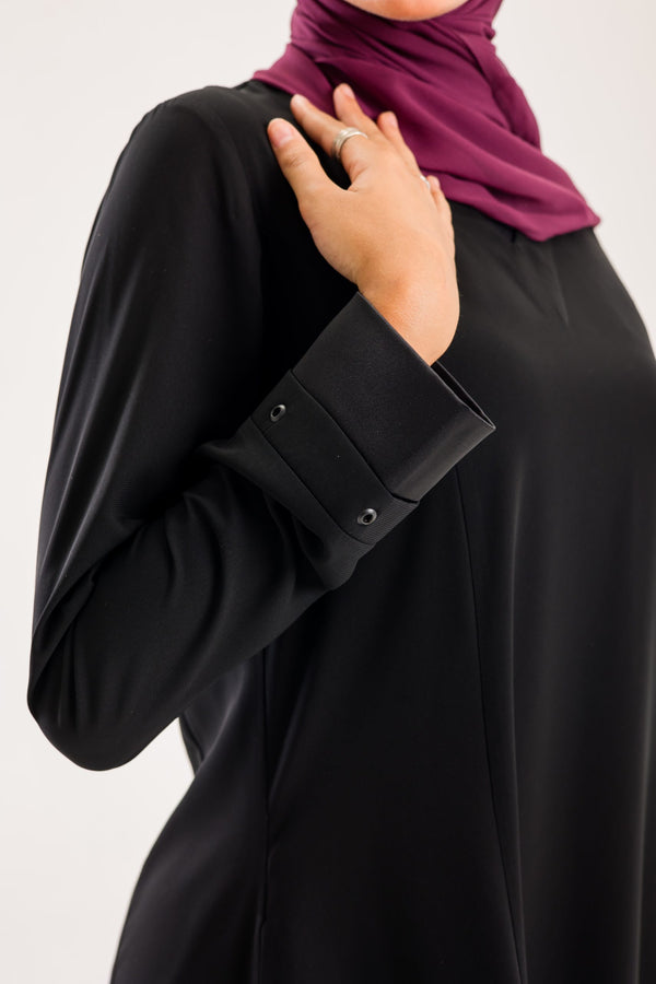 Crepe * Satin abaya with studs detailing on the sleeves and the bottom
