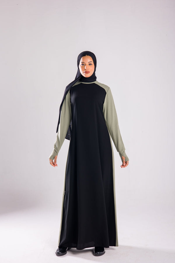 Sport Abaya with touch of Indigo or mint Green Cotton