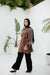 Light brown raglan crunched silk blouse with belt