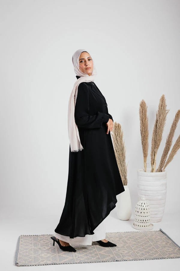 Crepe cardigan with chiffon back