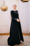 Tulip cloche abaya with satin collar and sleeves