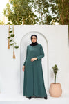 Silk teal green open abaya