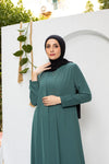 Silk teal green open abaya