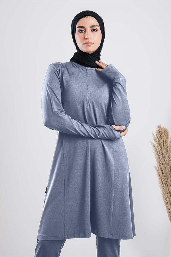 Modest swimwear set grey color