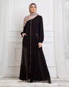 Tulip Abaya with Closh cut and Zipper - Black scarf included