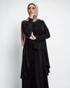 Tulip Layers Abaya -Black Chiffon Scarf included