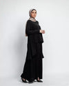 Tulip Layers Abaya -Black Chiffon Scarf included