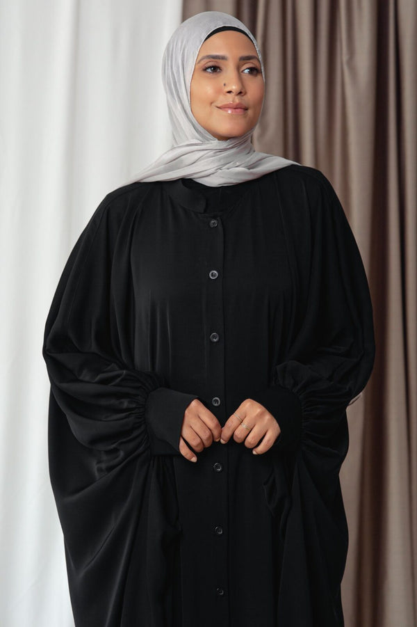Tulip Wide Abaya with Fronce Sleeves - Scarf Included