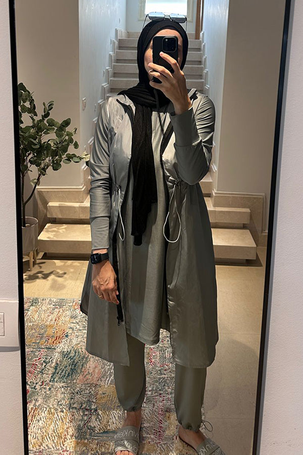 Modest swimwear set grey color