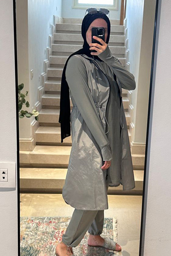 Modest swimwear set grey color
