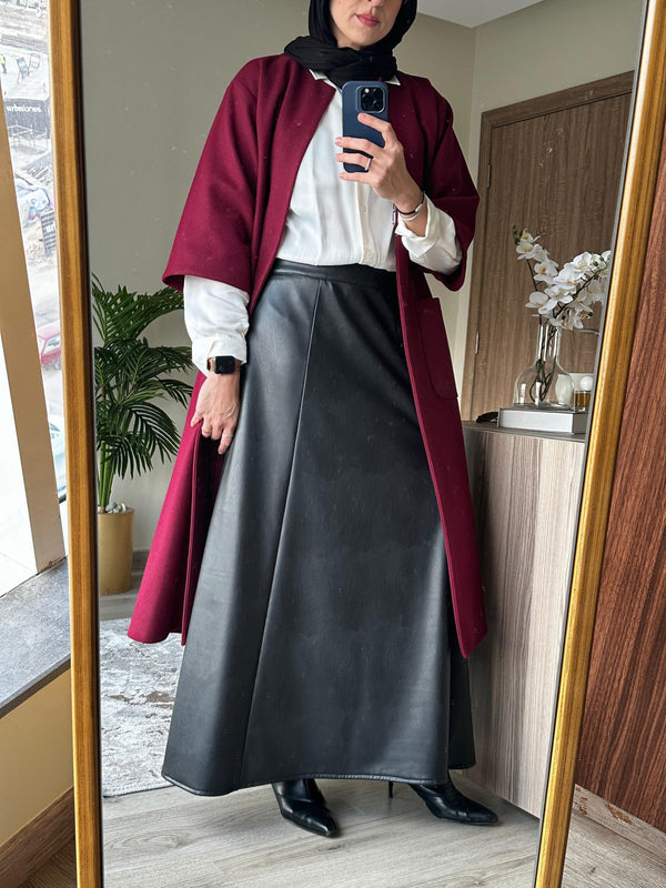 Faux Leather wide skirt