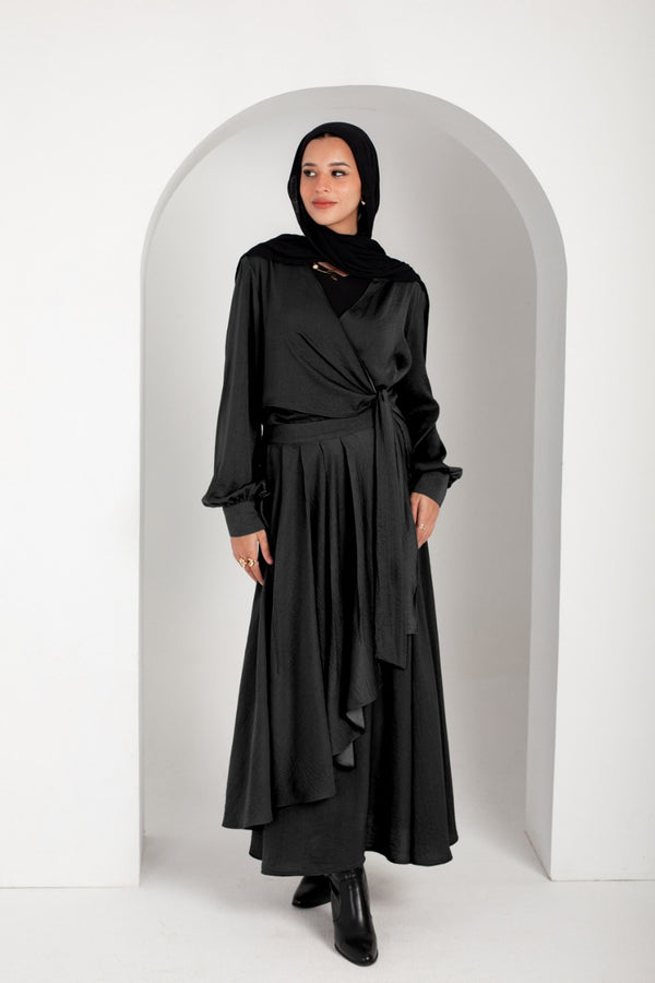 Satin Wraped Top Set with skirt