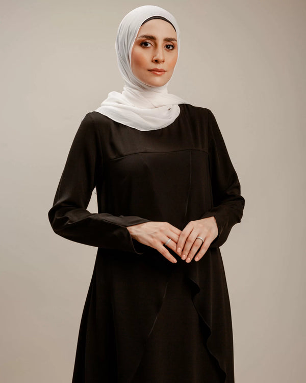 crepe Croisee Abaya with sleeves details