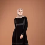 Abaya Crepe with Satin strips