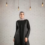 Abaya black color with multicuts