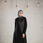 Abaya with satin Half collar