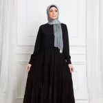 Fronce Abaya made with crepe