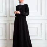 V Neck Abaya With touch of satin
