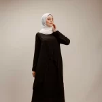 crepe Croisee Abaya with sleeves details