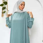 Silk Sleeveless mint Abaya with hidden zipper