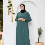 Silk teal green sleeveless abaya
