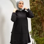 black sweatshirt with faux leather back