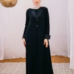 Tulip cloche abaya with satin collar and sleeves