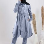 Modest swimwear set grey color