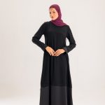 Crepe * Satin abaya with studs detailing on the sleeves and the bottom