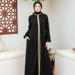 Gold Embellished puffed sleeves abaya