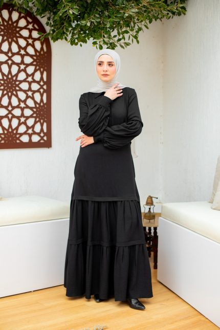 balloon  Sleeve Casual tiered Abaya