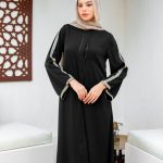 Gold Embellished Crepe open abaya