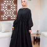 gathered waist oversized abaya