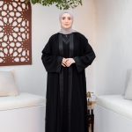 Crepe * Satin Open Abaya with lace