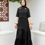 balloon  Sleeve Casual tiered Abaya