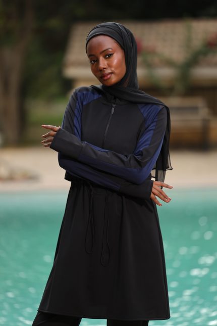 contrast reglan Sleeve Swimwear