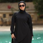 Black warp top Swimsuit set