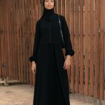 2 pieces abaya with chiffon detail