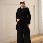 Elegant Velvety faux leather jacket with belt